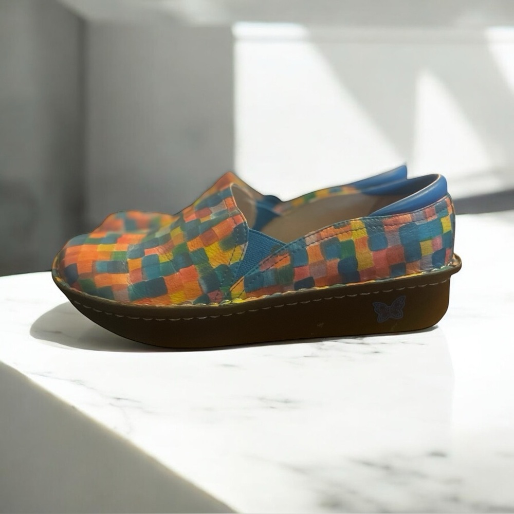 Alegria Pg Lite Women’s Shoes  Sz 40 Eu 8.5 US Color Squares Clogs Slip-On Nice